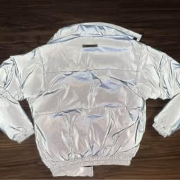 Essentials Fear of God grey black 3M reflective nylon puffer jacket XXS - Picture 2 of 8